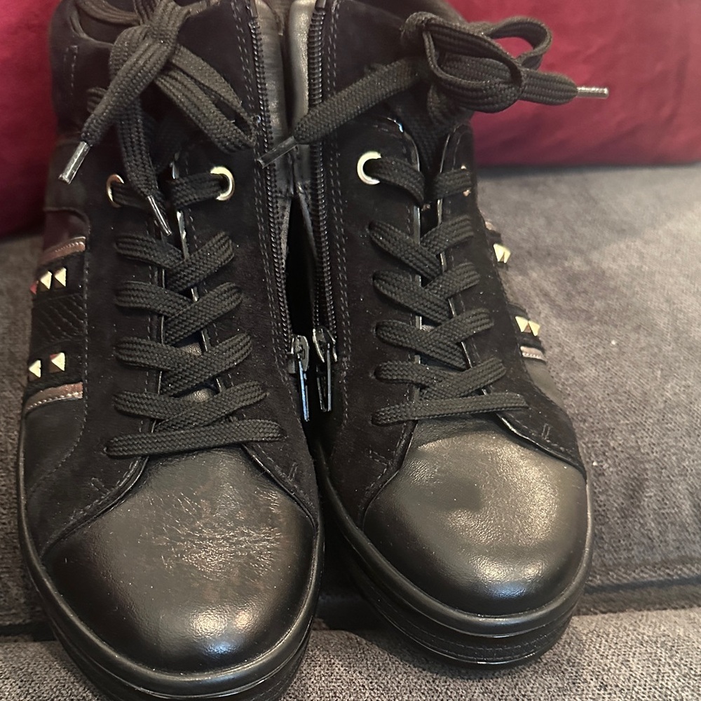 Black High-Top Sneakers with Stud Accents